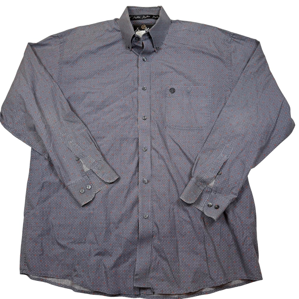 Wrangler George Strait Collection Mens XL Blue Grey Geometric‎ Button Down